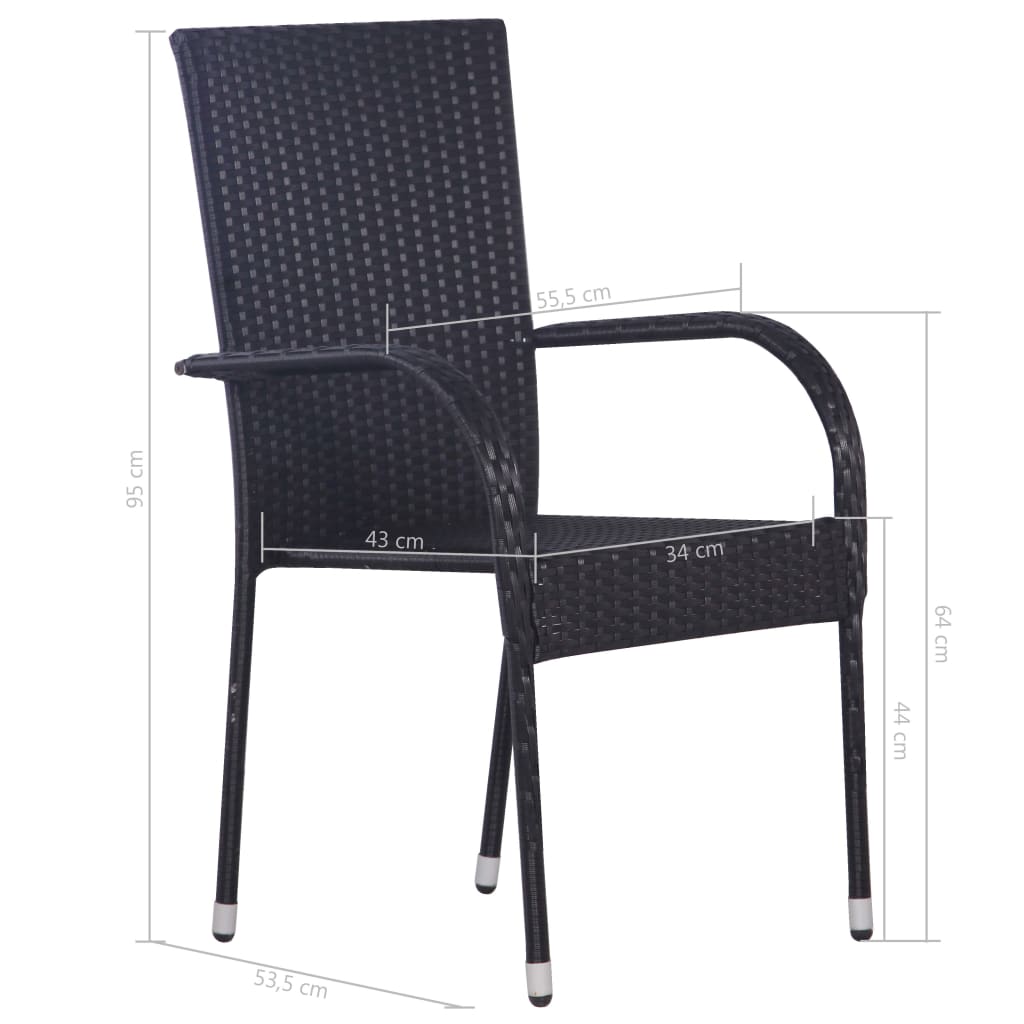 Set mobilier de grădină, 5 piese, negru, poliratan - Lando