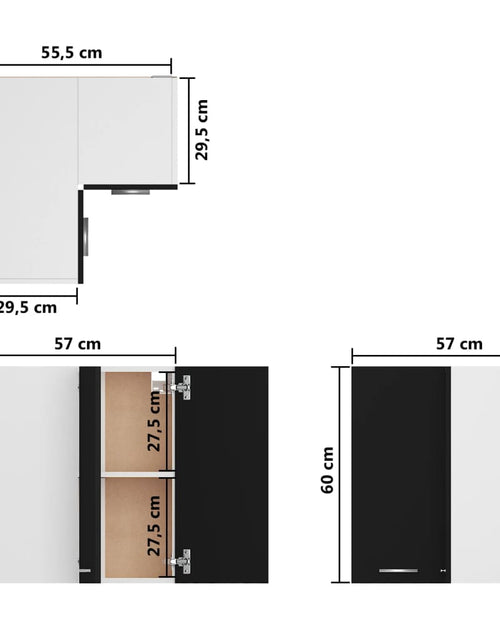 Încărcați imaginea în vizualizatorul Galerie, Dulap suspendat de colț, negru, 57x57x60 cm, PAL - Lando
