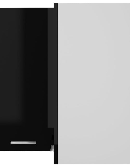 Încărcați imaginea în vizualizatorul Galerie, Dulap suspendat de colț, negru extralucios, 57x57x60 cm, PAL - Lando

