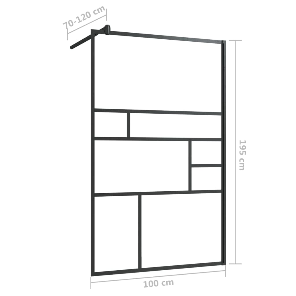 Paravan duș walk-in, negru, 100x195 cm, sticlă ESG transparentă Lando - Lando