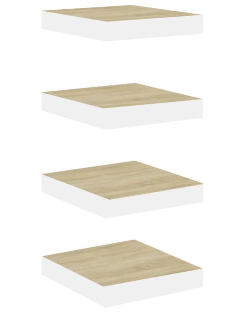 Încărcați imaginea în vizualizatorul Galerie, Rafturi perete suspendate 4 buc. alb/stejar 23x23,5x3,8 cm MDF Lando - Lando
