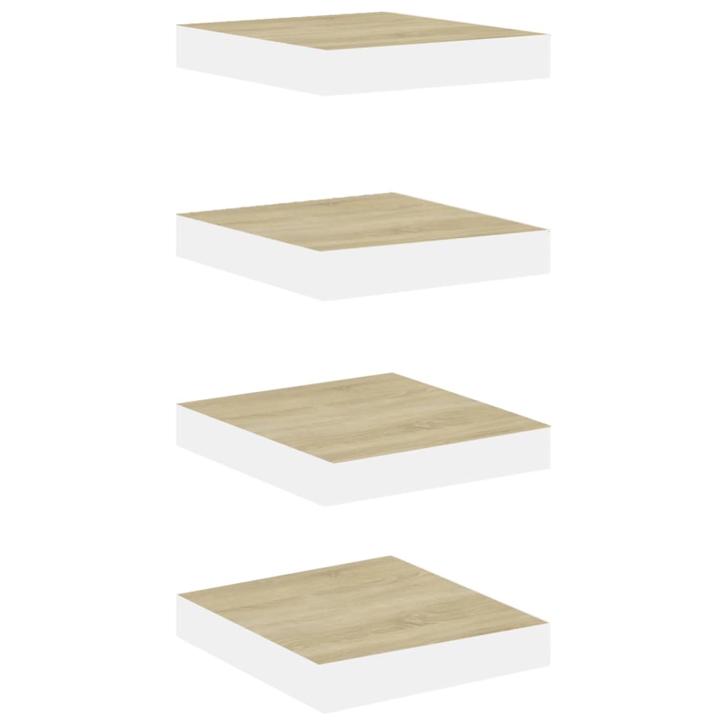 Rafturi perete suspendate 4 buc. alb/stejar 23x23,5x3,8 cm MDF Lando - Lando