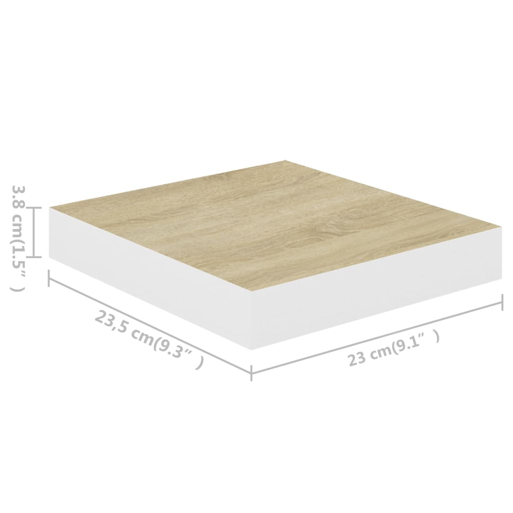 Rafturi perete suspendate 4 buc. alb/stejar 23x23,5x3,8 cm MDF Lando - Lando