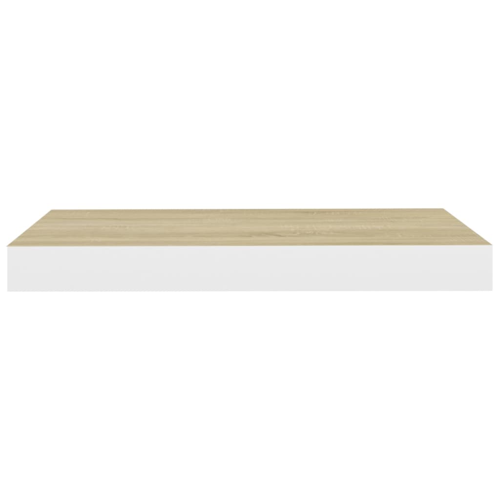 Rafturi perete suspendate 2 buc. alb/stejar 50x23x3,8cm MDF Lando - Lando