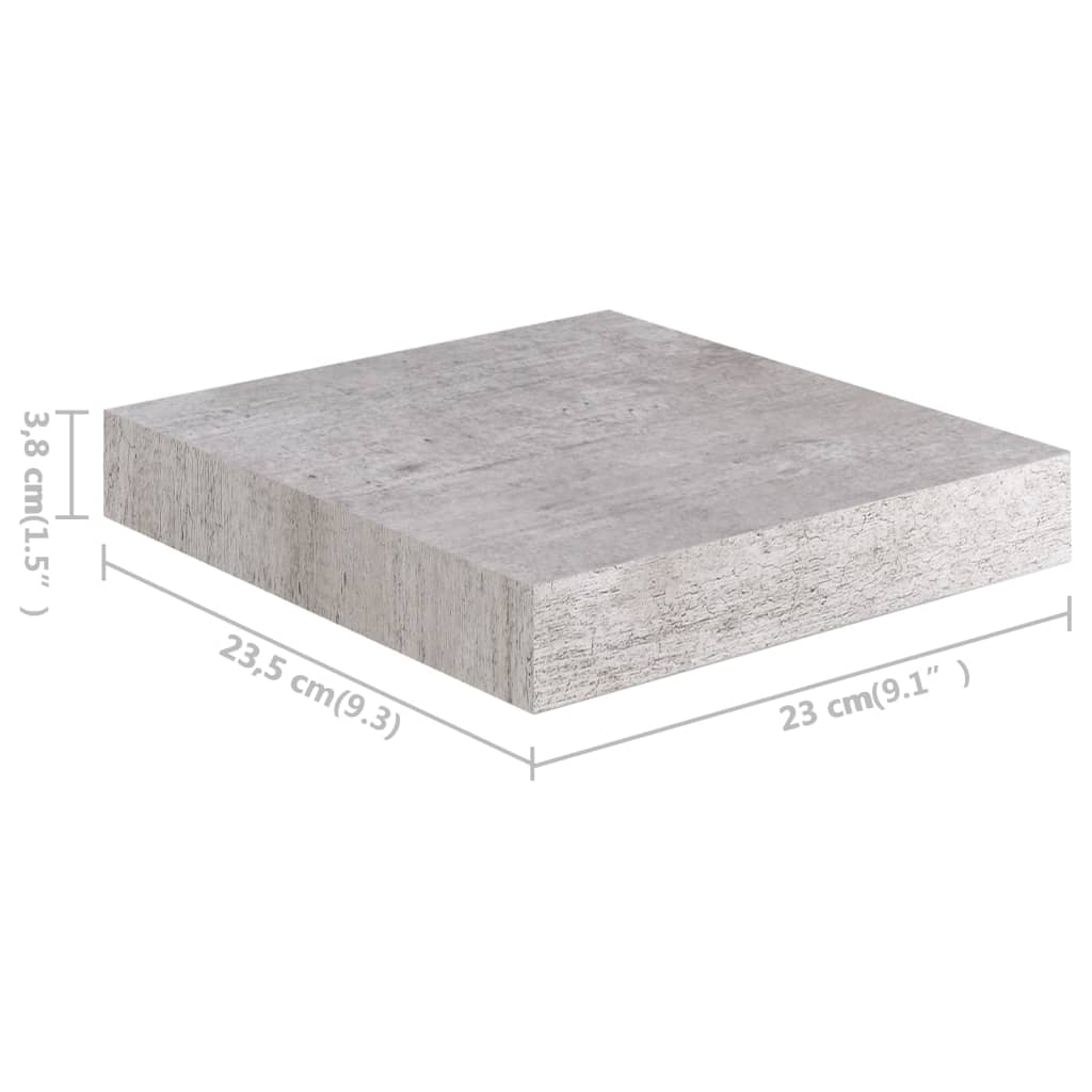 Rafturi perete suspendate 2 buc. gri beton 23x23,5x3,8 cm MDF Lando - Lando