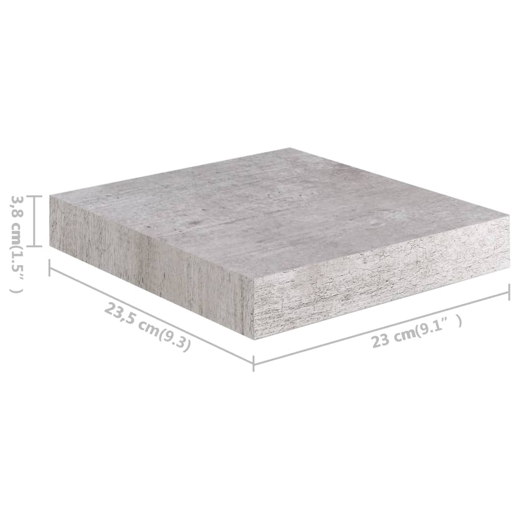 Rafturi perete suspendate 4 buc. gri beton 23x23,5x3,8 cm MDF Lando - Lando