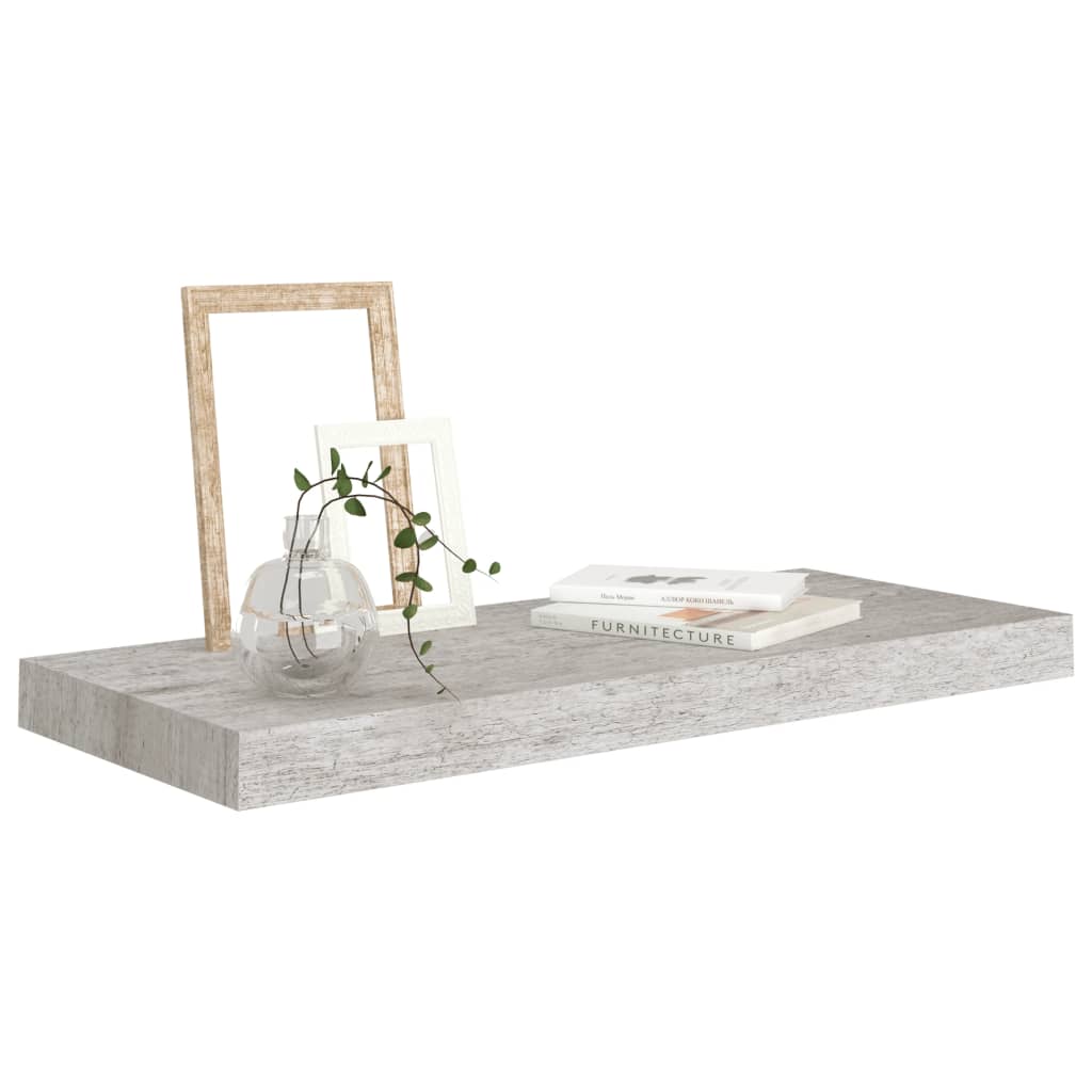 Raft de perete suspendat, gri beton, 60x23,5x3,8 cm, MDF Lando - Lando