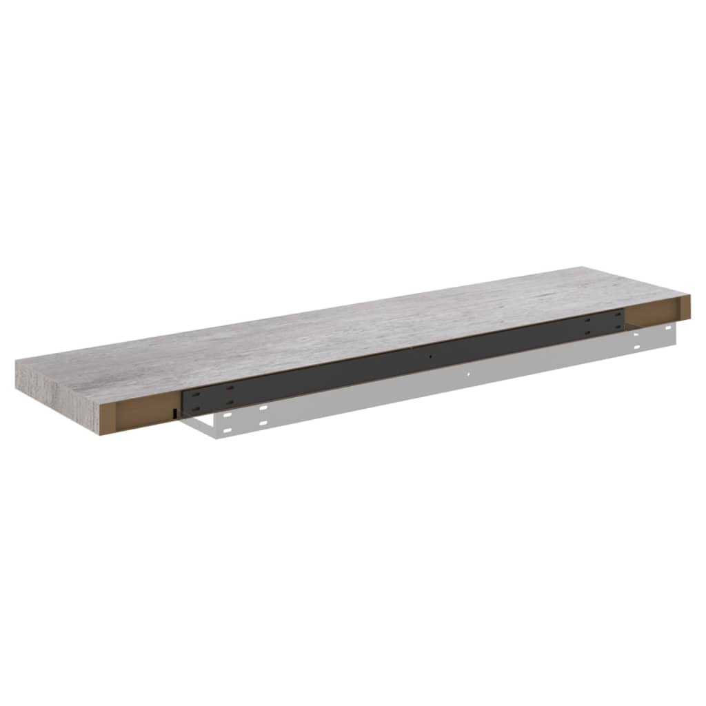 Raft de perete suspendat, gri beton, 90x23,5x3,8 cm, MDF Lando - Lando