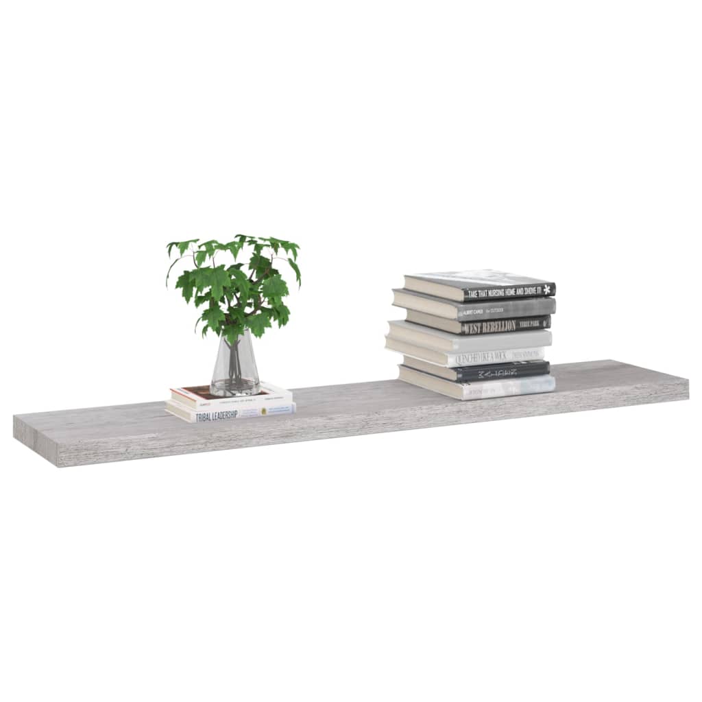 Raft de perete suspendat, gri beton, 120x23,5x3,8 cm, MDF Lando - Lando