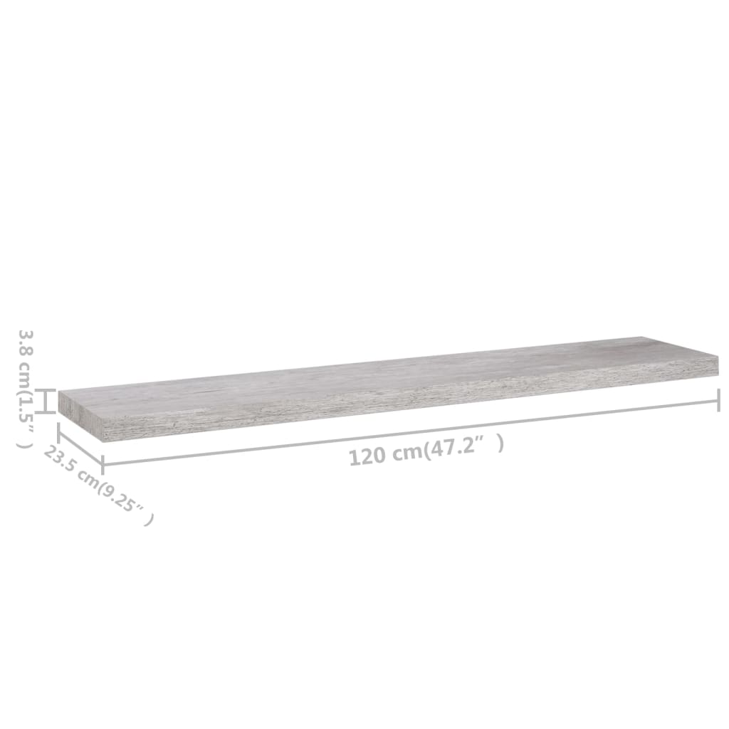 Rafturi perete suspendate 2 buc. gri beton 120x23,5x3,8 cm MDF Lando - Lando