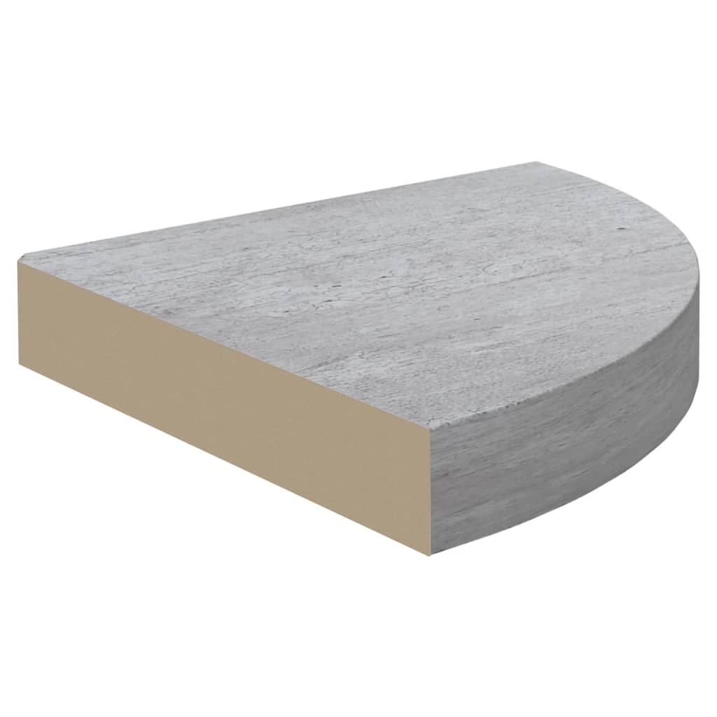 Rafturi de colț de perete, 2 buc., gri beton, 25x25x3,8 cm, MDF Lando - Lando