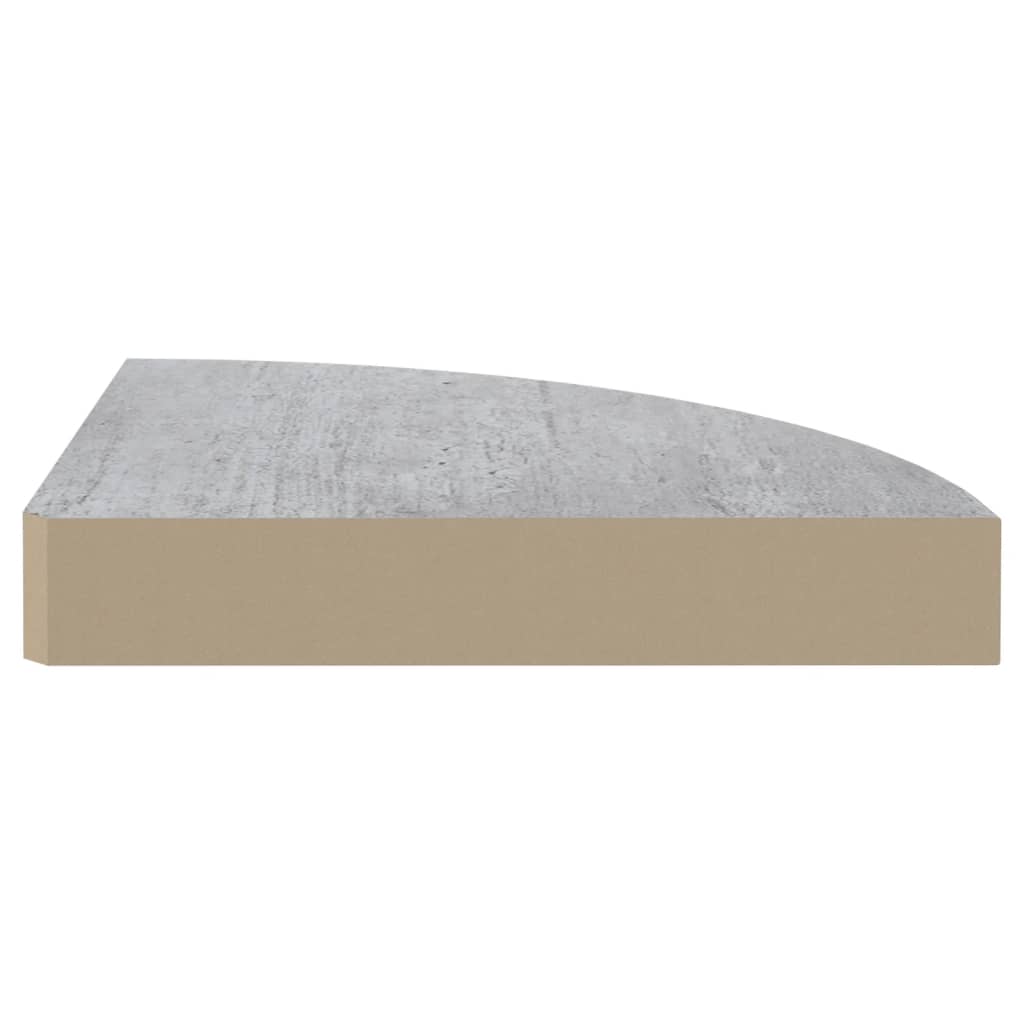 Rafturi de colț de perete, 4 buc., gri beton, 25x25x3,8 cm, MDF Lando - Lando