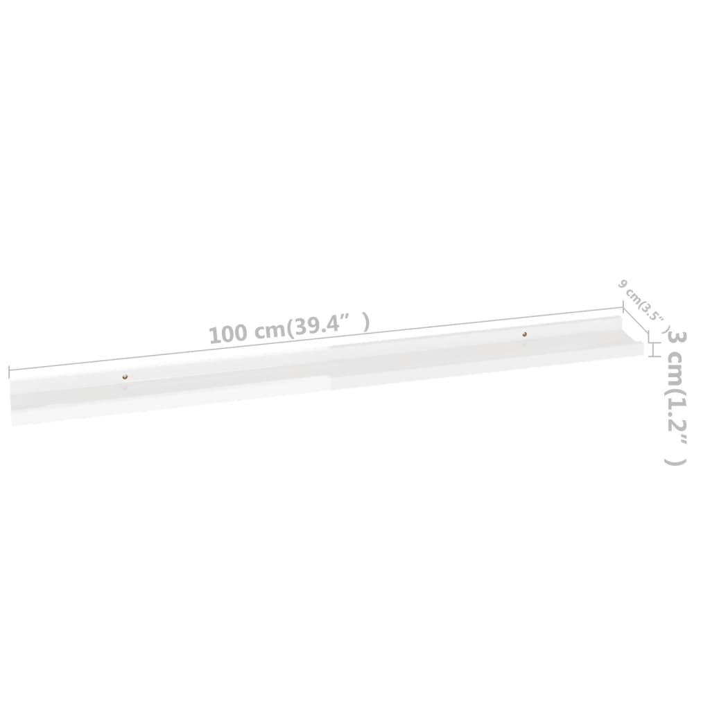 Rafturi de perete, 2 buc., alb extralucios, 100x9x3 cm Lando - Lando
