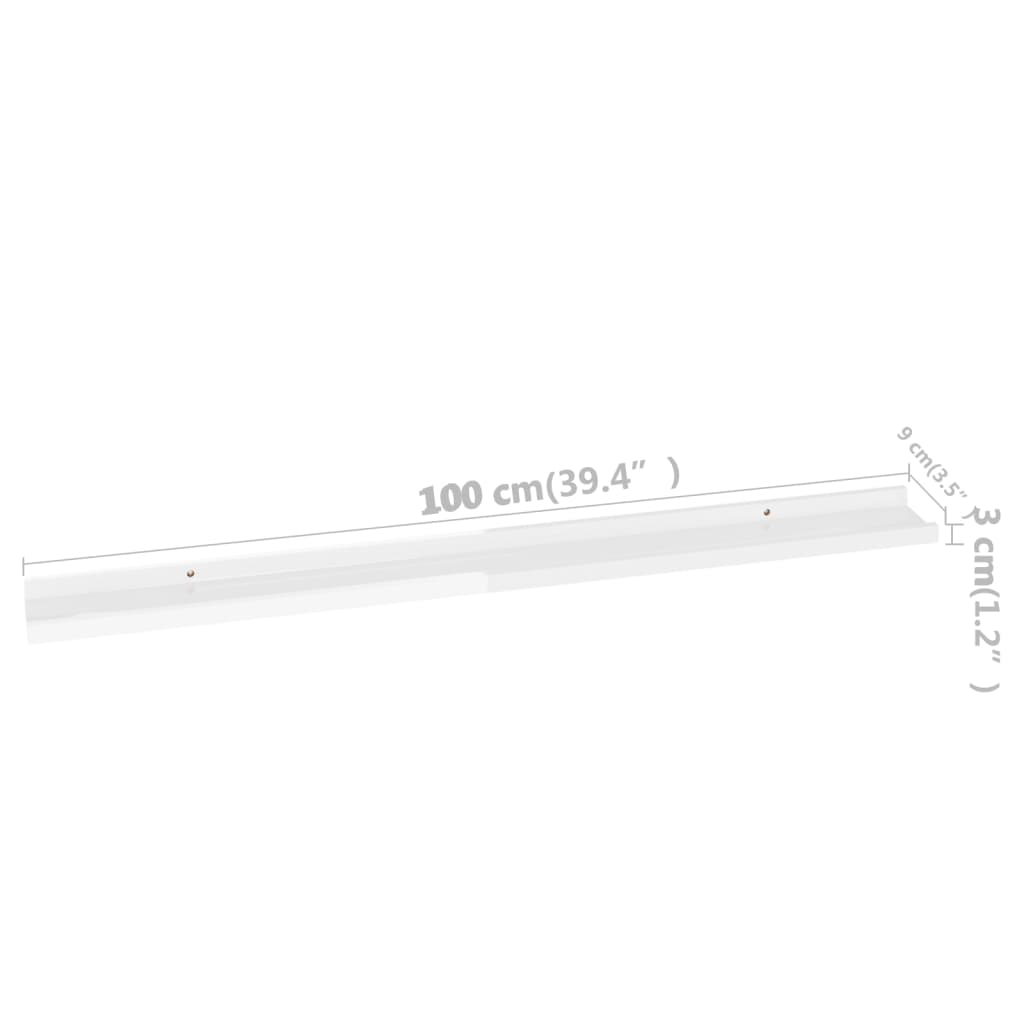 Rafturi de perete, 4 buc., alb extralucios, 100x9x3 cm Lando - Lando