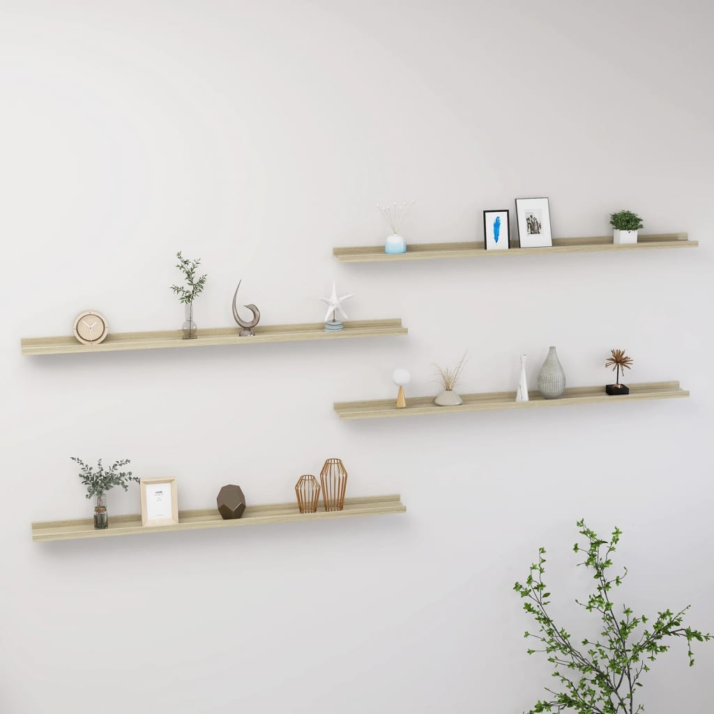 Rafturi de perete, 4 buc., stejar sonoma, 115x9x3 cm Lando - Lando