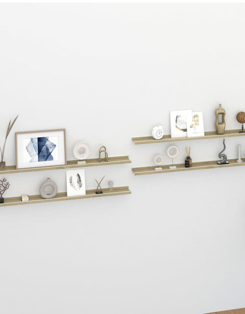 Încărcați imaginea în vizualizatorul Galerie, Rafturi de perete, 4 buc., alb și stejar sonoma, 115x9x3 cm Lando - Lando
