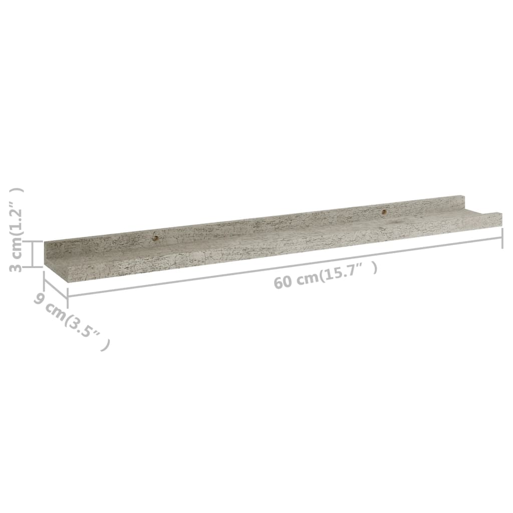 Rafturi de perete, 4 buc., gri beton, 40x9x3 cm Lando - Lando