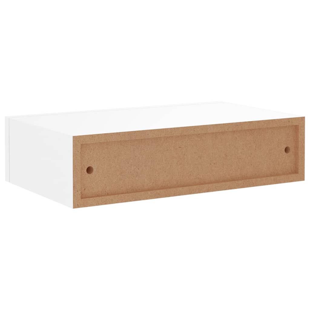 Raft de perete cu sertar, alb, 40x23,5x10 cm, MDF Lando - Lando