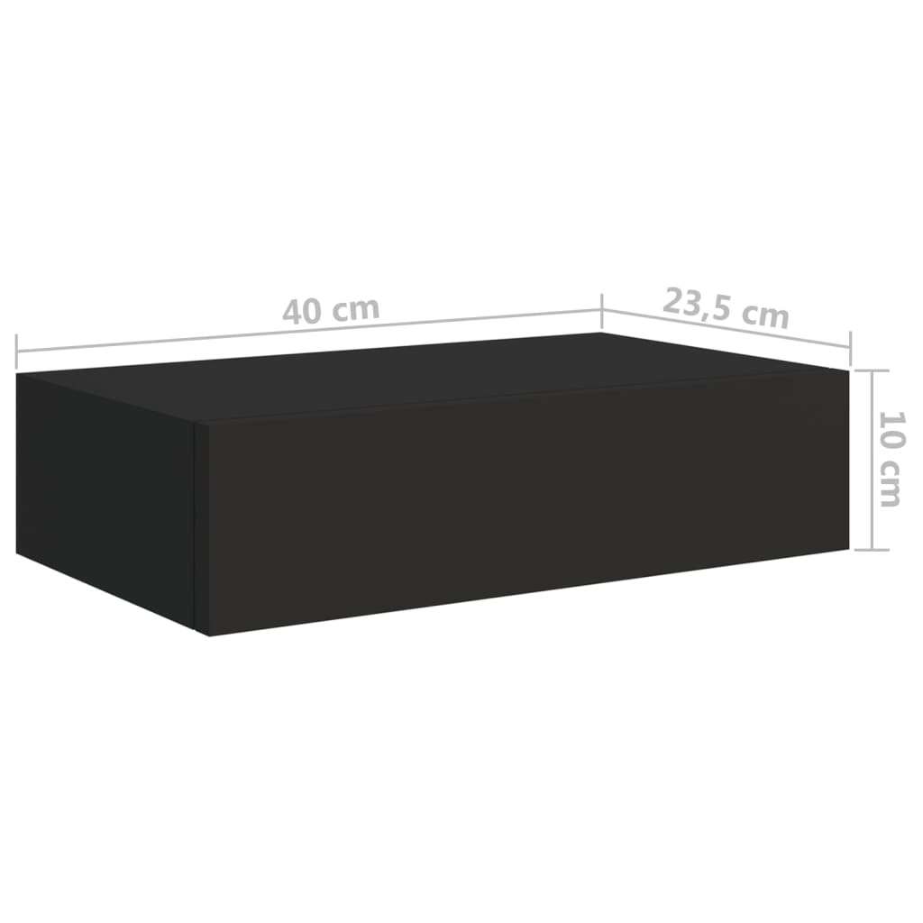 Dulap de perete cu sertare, 2 buc., negru, 40x23,5x10 cm, MDF Lando - Lando