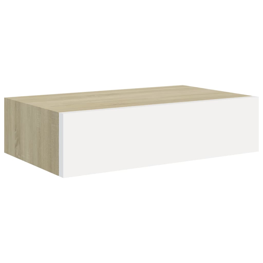 Dulapuri de perete cu sertar 2 buc stejar/alb 40x23,5x10 cm MDF Lando - Lando