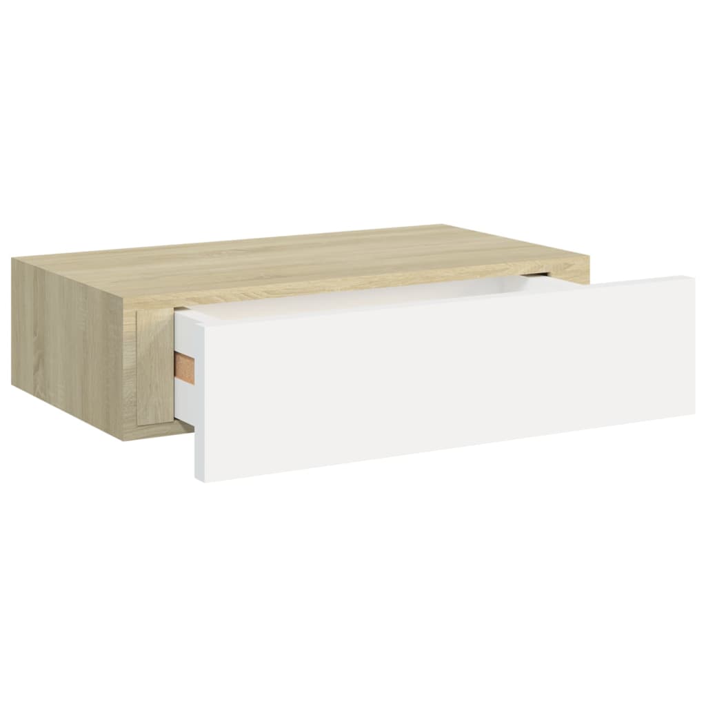 Dulapuri de perete cu sertar 2 buc stejar/alb 40x23,5x10 cm MDF Lando - Lando