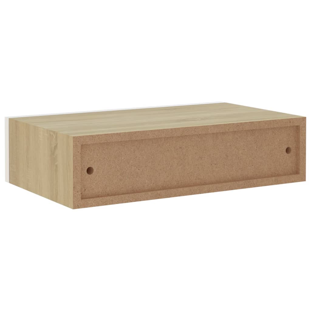 Dulapuri de perete cu sertar 2 buc stejar/alb 40x23,5x10 cm MDF Lando - Lando