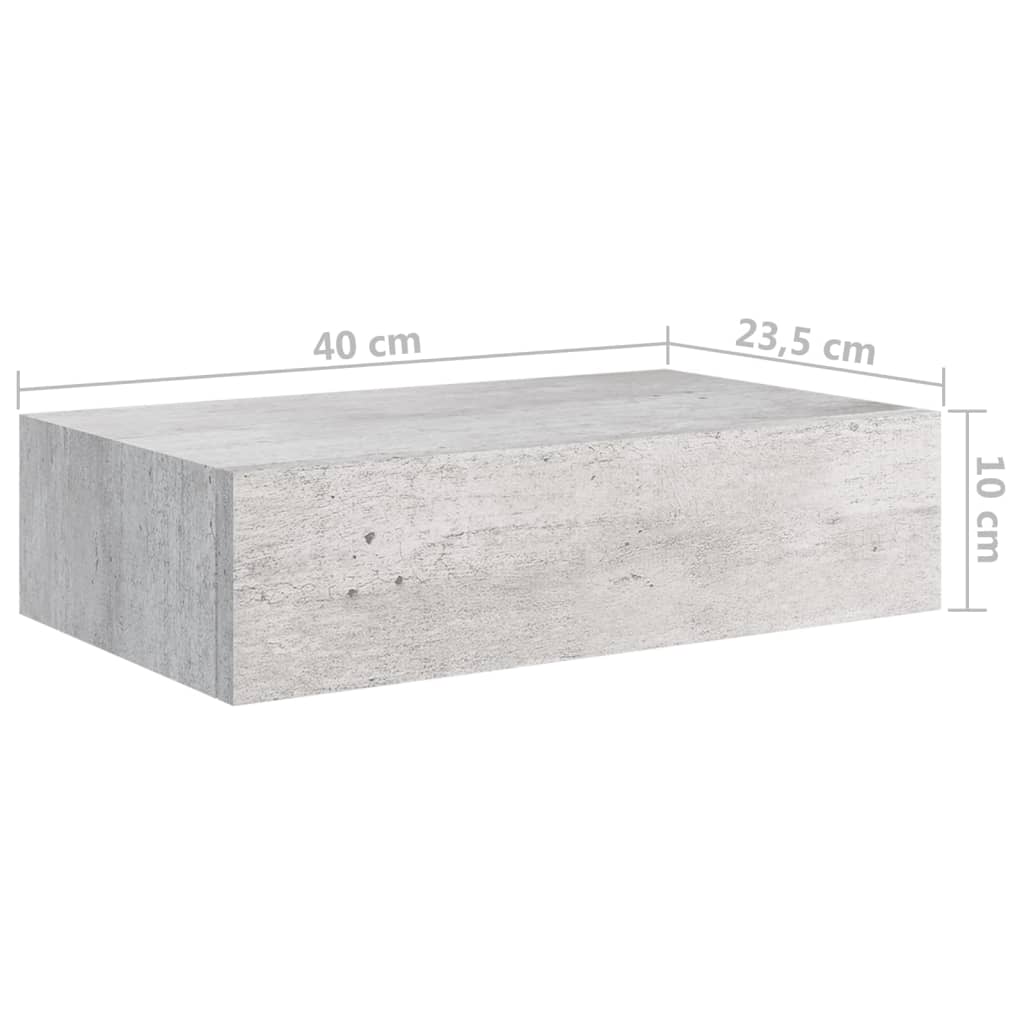 Dulap de perete cu sertare, gri beton, 40x23,5x10 cm, MDF Lando - Lando