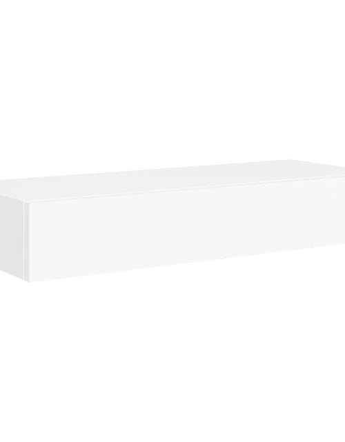 Încărcați imaginea în vizualizatorul Galerie, Raft de perete cu sertar, alb, 60x23,5x10 cm, MDF Lando - Lando
