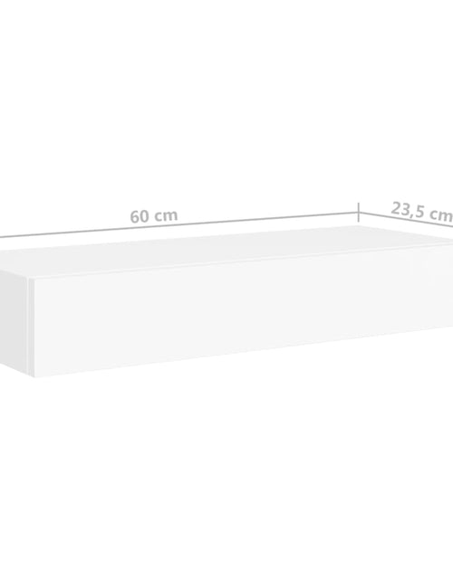 Încărcați imaginea în vizualizatorul Galerie, Raft de perete cu sertar, alb, 60x23,5x10 cm, MDF Lando - Lando
