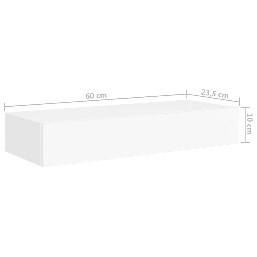 Raft de perete cu sertar, alb, 60x23,5x10 cm, MDF Lando - Lando