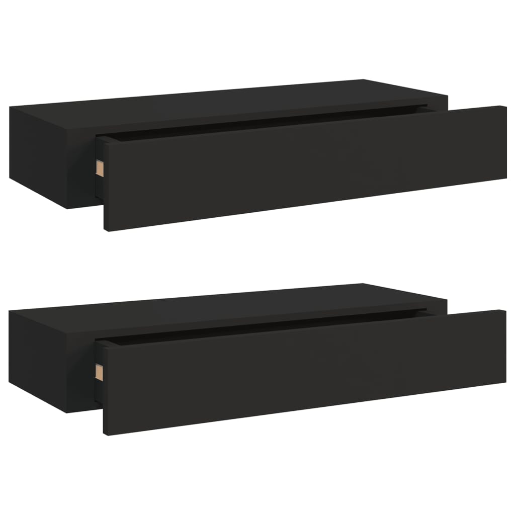 Dulapuri de perete cu sertare 2 buc. negru 60x23,5x10 cm MDF Lando - Lando