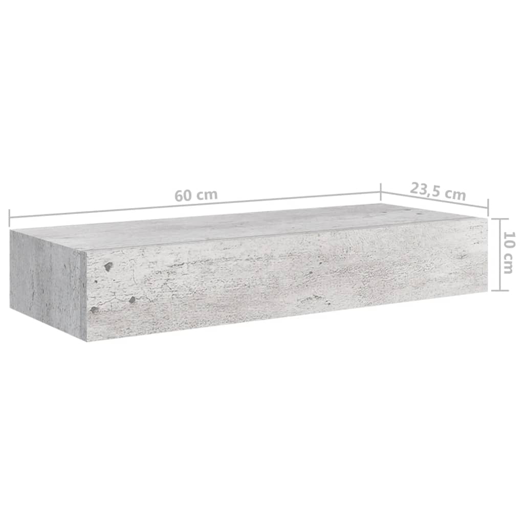 Dulap de perete cu sertar, gri beton, 60x23,5x10 cm, MDF Lando - Lando