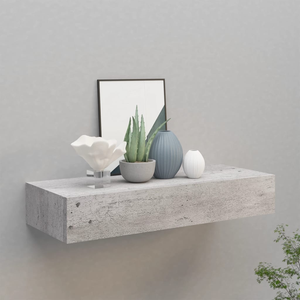 Dulap de perete cu sertar, gri beton, 60x23,5x10 cm, MDF Lando - Lando