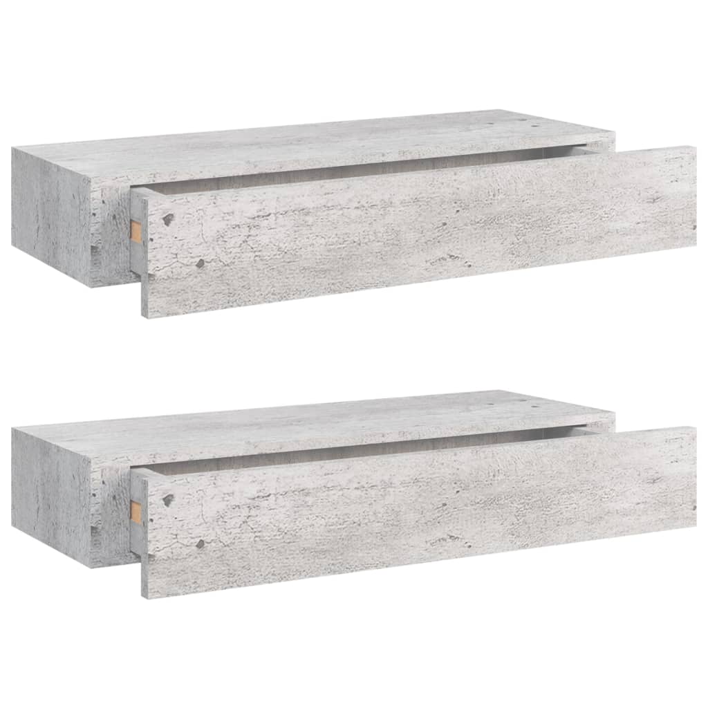 Dulapuri de perete cu sertar 2 buc. gri beton 60x23,5x10 cm MDF Lando - Lando