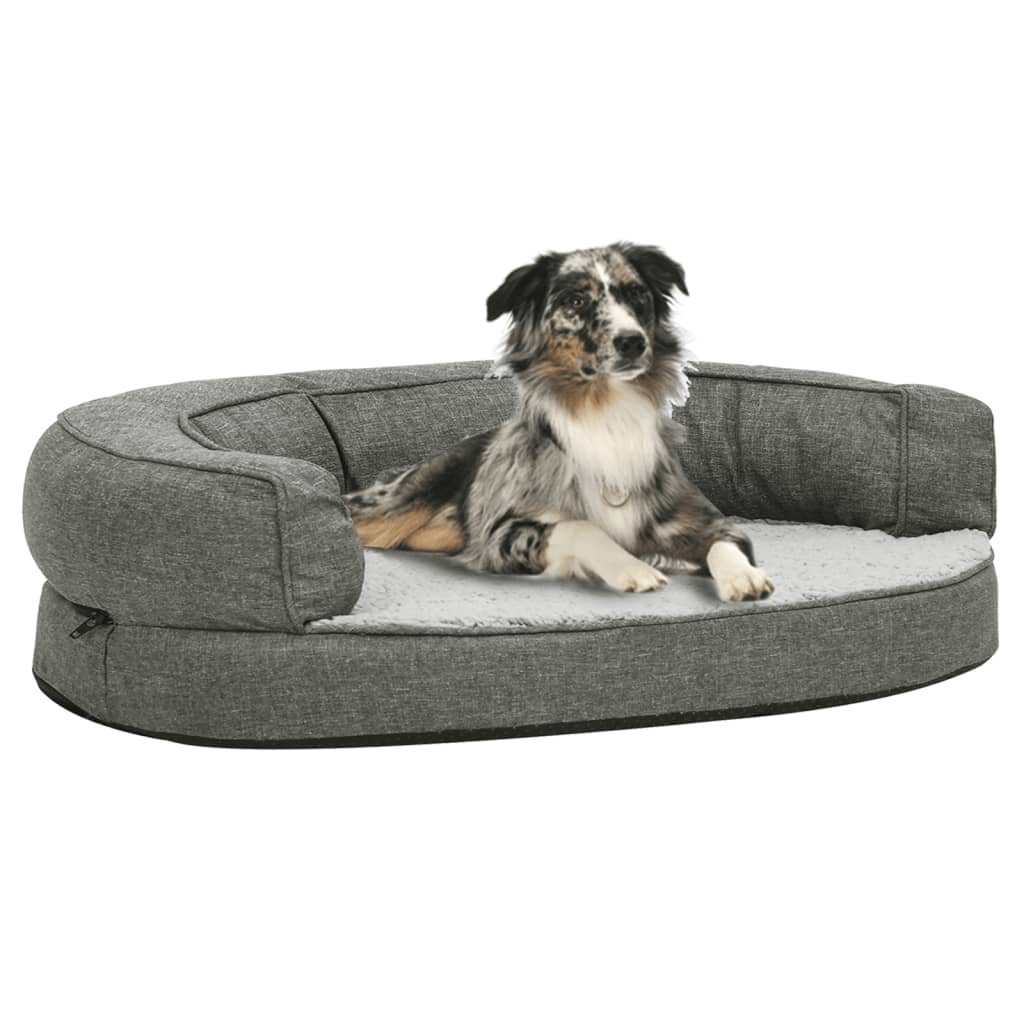 Saltea ergonomică pat de câini, gri, 75x53 cm, aspect in/fleece Lando - Lando