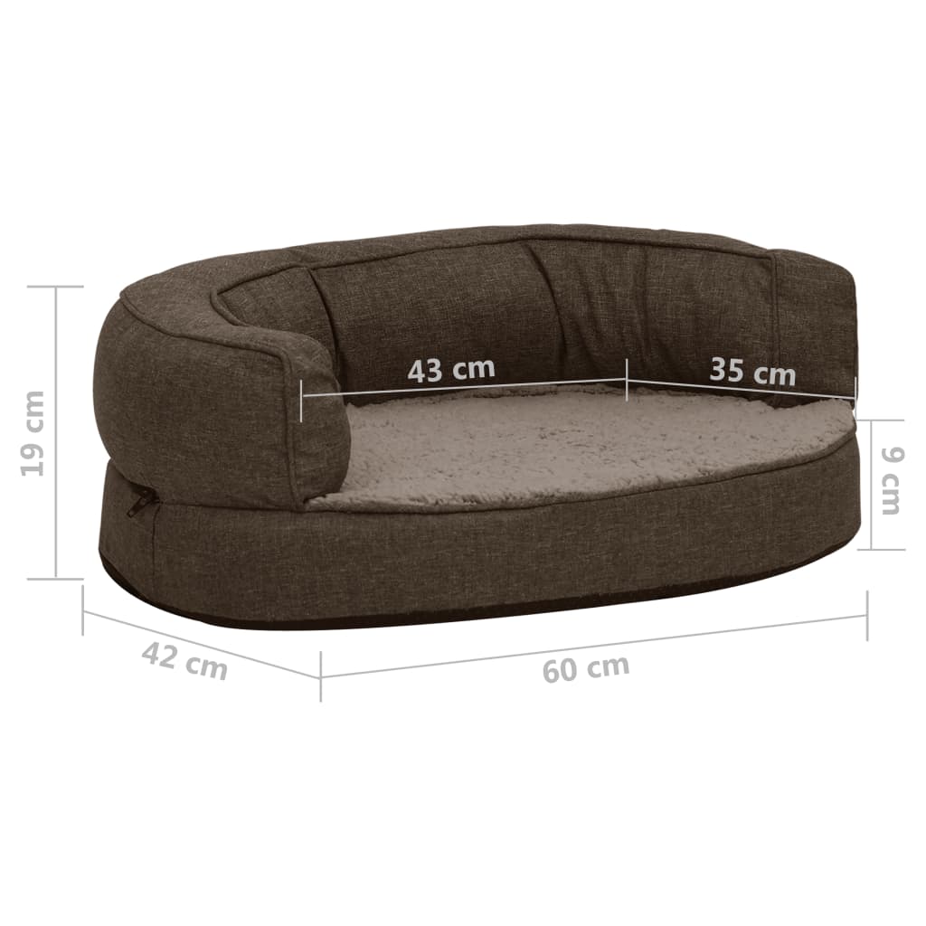 Saltea ergonomică pat de câini maro, 60x42 cm, aspect in/fleece Lando - Lando