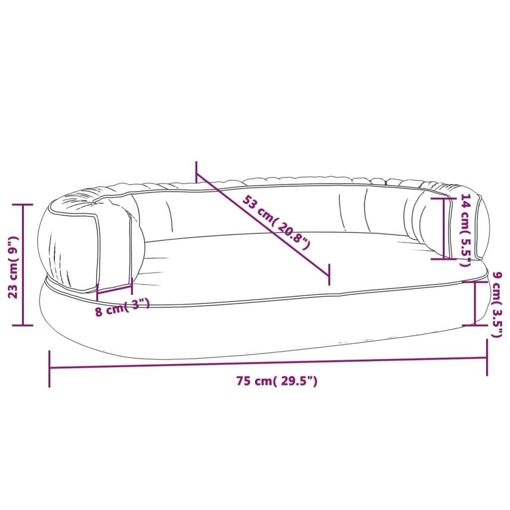 Pat de câini, spumă ergonomică, albastru, 75x53 cm, piele eco - Lando