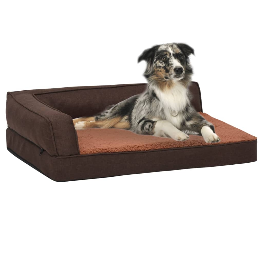 Saltea ergonomică pat de câini maro 60x42 cm aspect in/fleece Lando - Lando