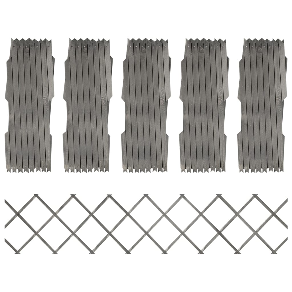 Garduri din spalier, 5 buc., gri, 180x30 cm, lemn masiv de brad - Lando