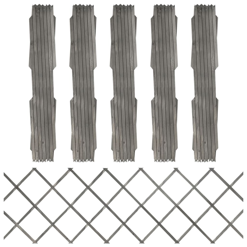Garduri din spalier, 5 buc., gri, 180x60 cm, lemn masiv de brad - Lando