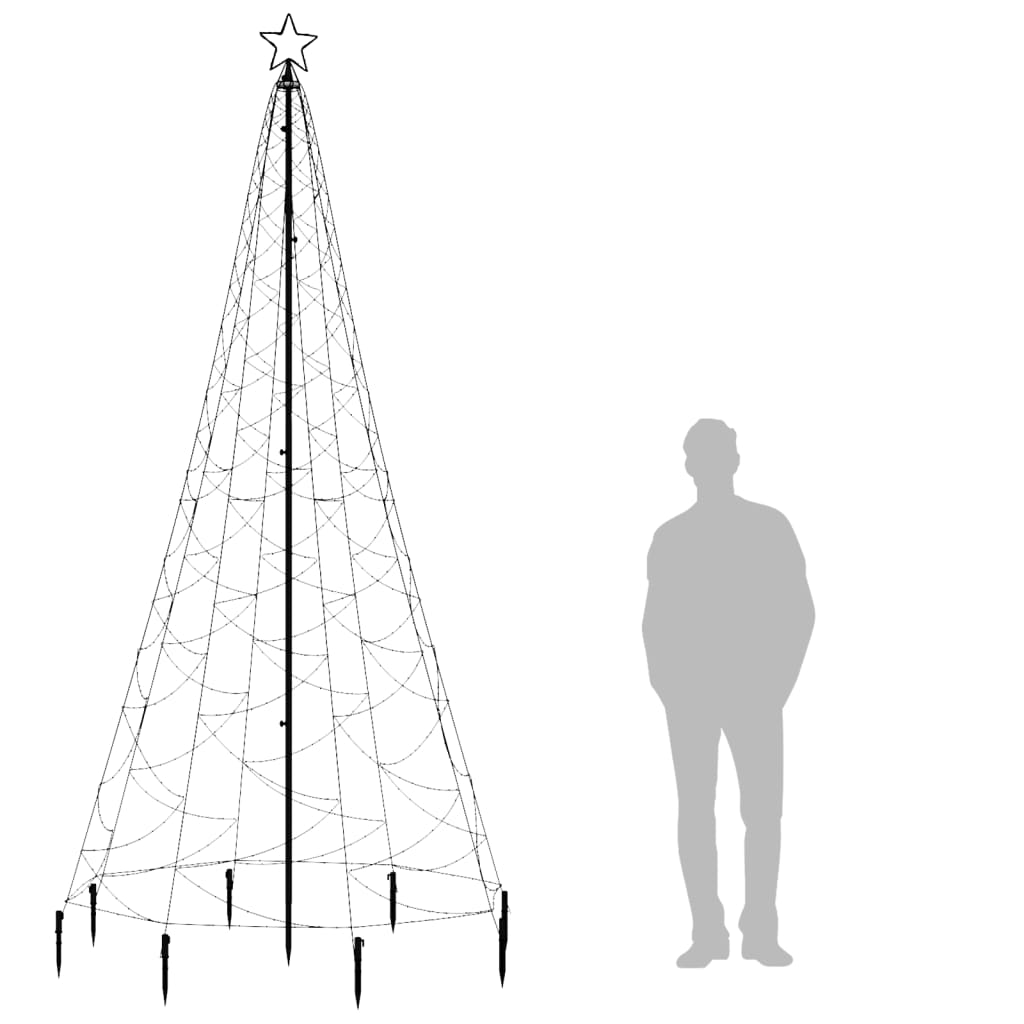 Pom de Crăciun cu stâlp de metal, 500 LED-uri, alb rece, 3 m - Lando