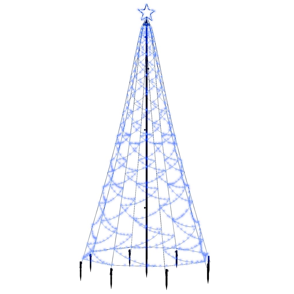 Pom de Crăciun cu stâlp de metal, 500 LED-uri, albastru, 3 m - Lando