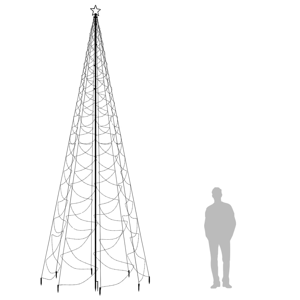 Pom de Crăciun cu stâlp de metal, 1400 LED-uri, alb rece, 5 m Lando - Lando