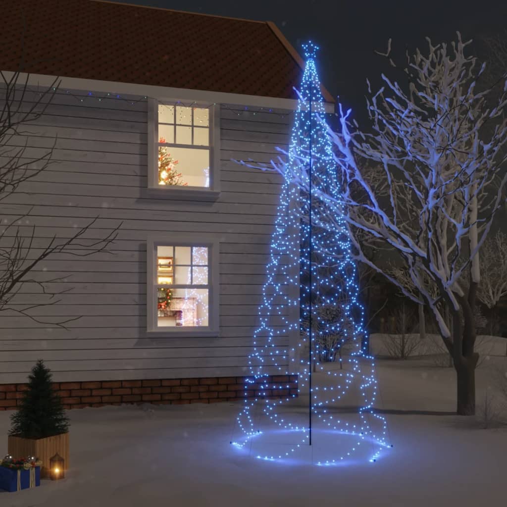 Pom de Crăciun cu stâlp de metal, 1400 LED-uri, albastru, 5 m Lando - Lando