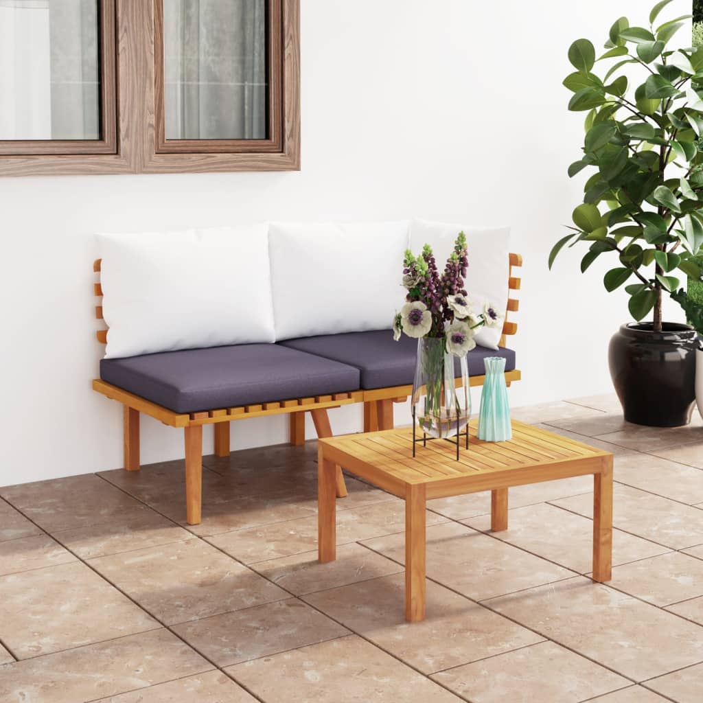 Set mobilier de grădină cu perne, 2 piese, lemn masiv de acacia - Lando