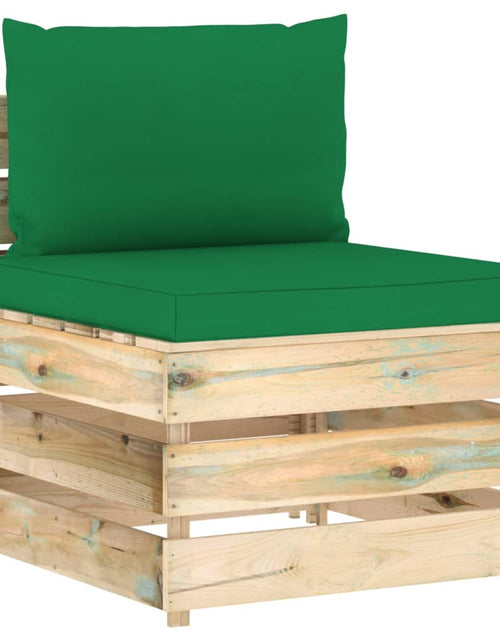Încărcați imaginea în vizualizatorul Galerie, Canapea de mijloc modulară cu perne, lemn verde tratat - Lando

