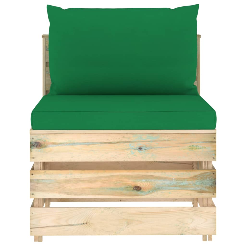 Canapea de mijloc modulară cu perne, lemn verde tratat - Lando