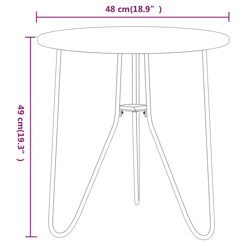 Masă de ceai, negru, 48 cm, MDF și fier - Lando