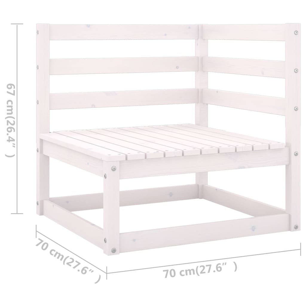 Set mobilier de grădină, 6 piese, alb, lemn masiv de pin - Lando