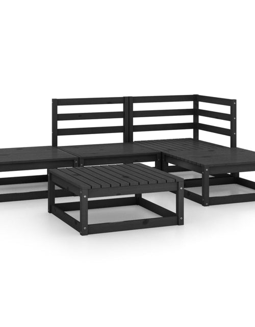 Încărcați imaginea în vizualizatorul Galerie, Set mobilier de grădină, 5 piese, negru, lemn masiv de pin - Lando

